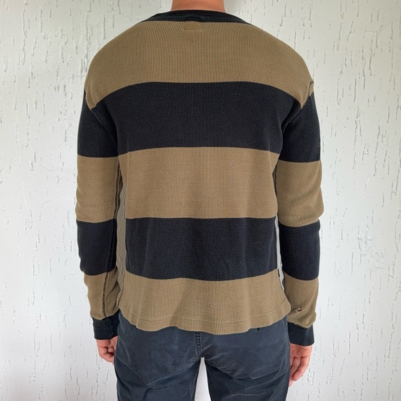 Matix Men’s Medium Waffle Knit Vintage Skateboarding Sweater Olive Green & Black - Picture 2 of 7